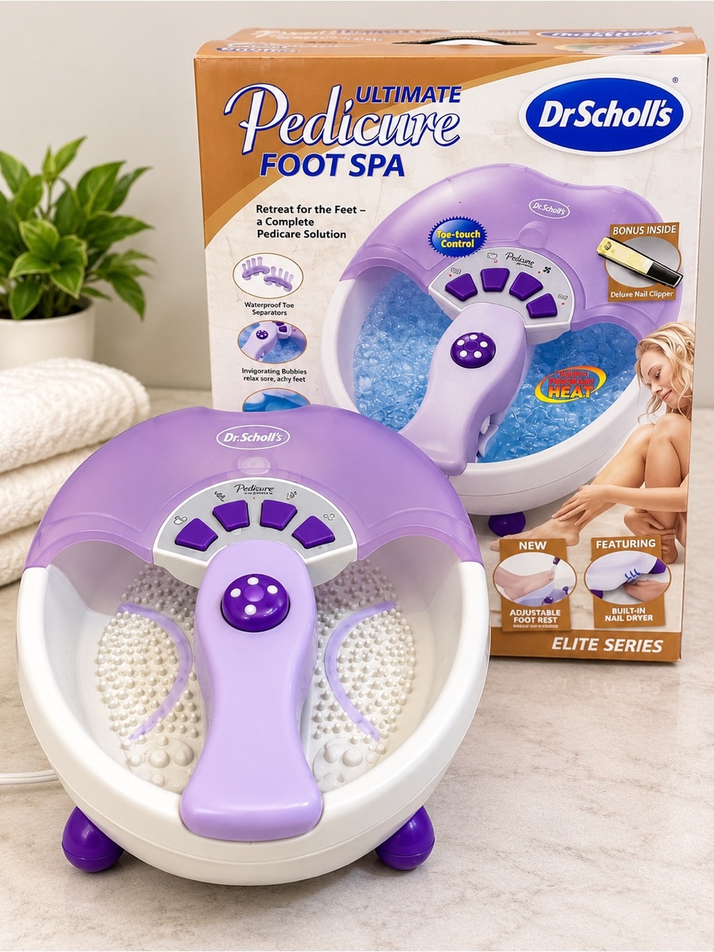 Dr. Scholl’s Ultimate Pedicure Foot Spa Massager Bubble Bath with Box